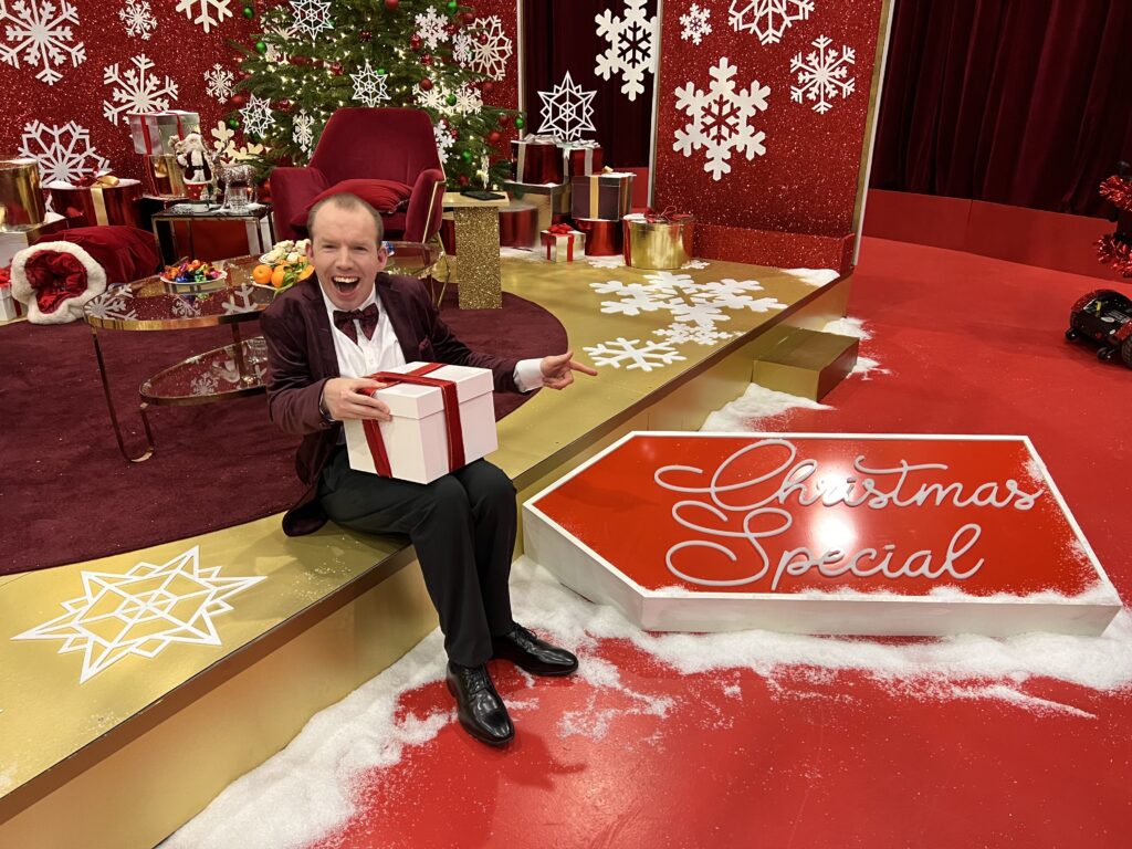 Lost Voice Guy hosting his ITV Christmas special